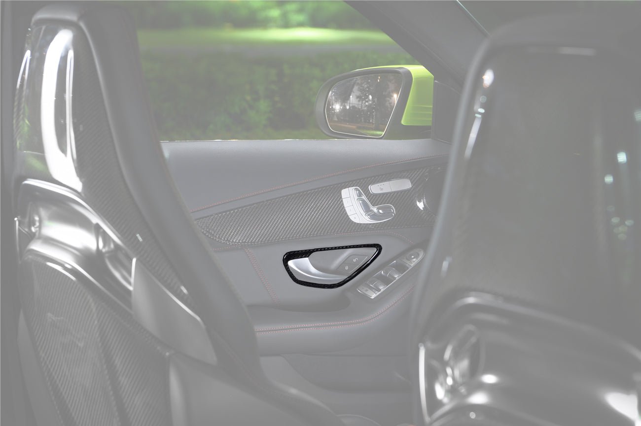 2015 - 2021 Mercedes Benz W205 C Class GLC X253 Carbon Fiber Interior Door Handle Cover Trim